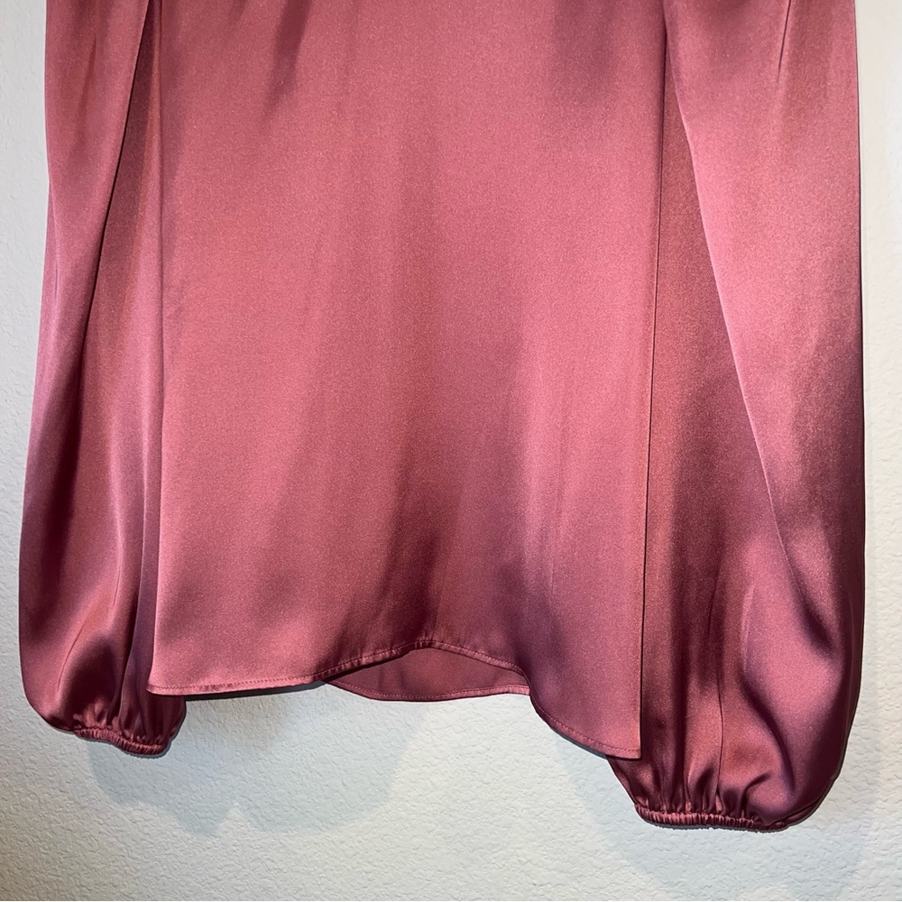 NWT Dusty Rose Mauve High Neck Satin Effect Blouse - Picture 3 of 5